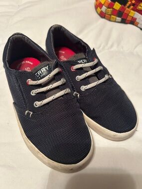 Sperry Kids Navy Mesh Slip-On Sneakers with White Laces